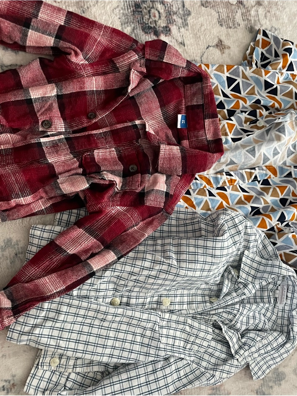 Old Navy Red and Pink Plaid Kids Button-Down Shirt